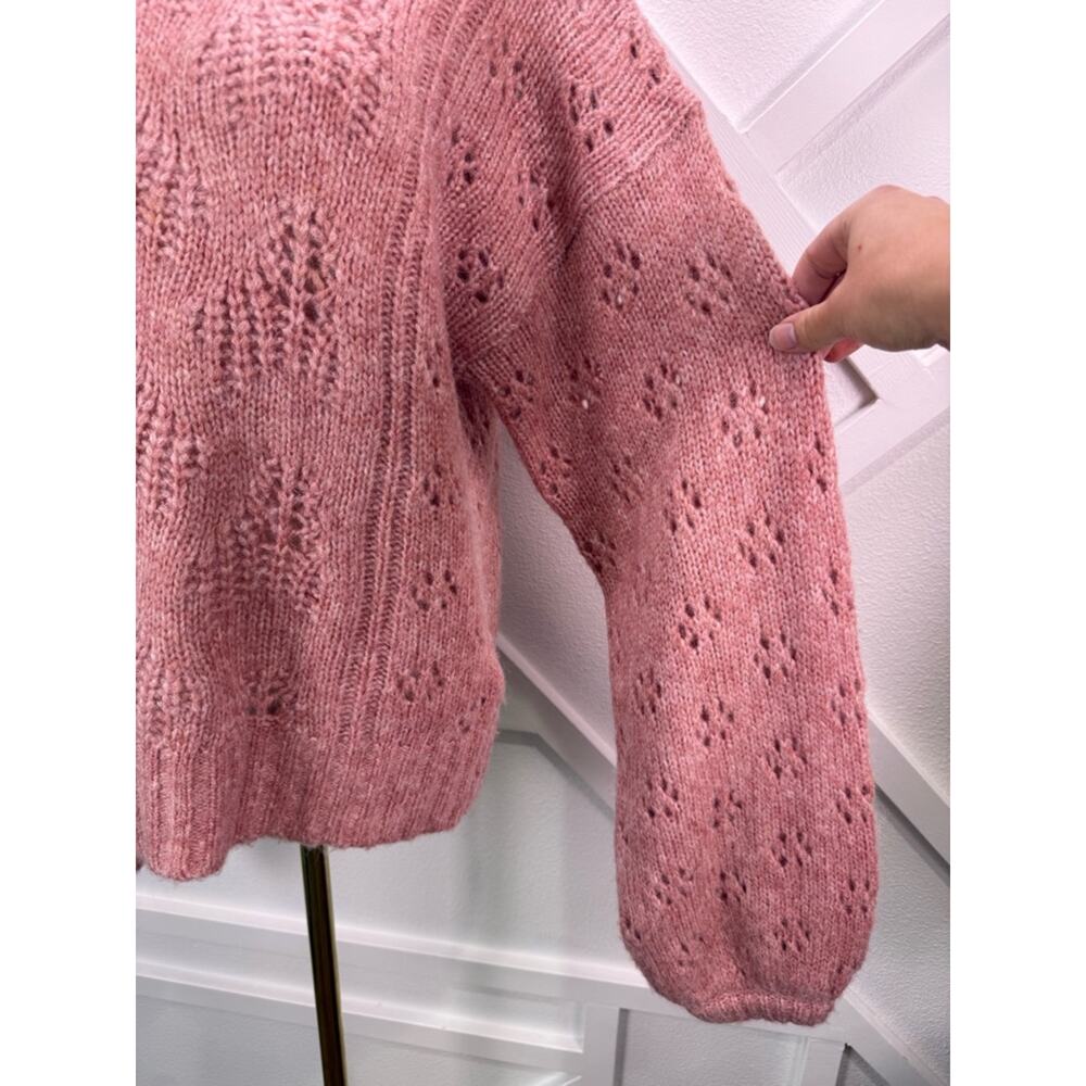 Joie Revolve Lihui Wool Alpaca Sweater in Tulip Balloon Sleeve Pointelle Small - Picture 5 of 11